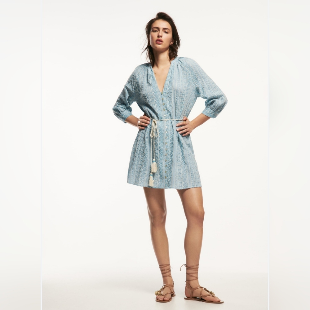 Zara Blue Embroidered Dress